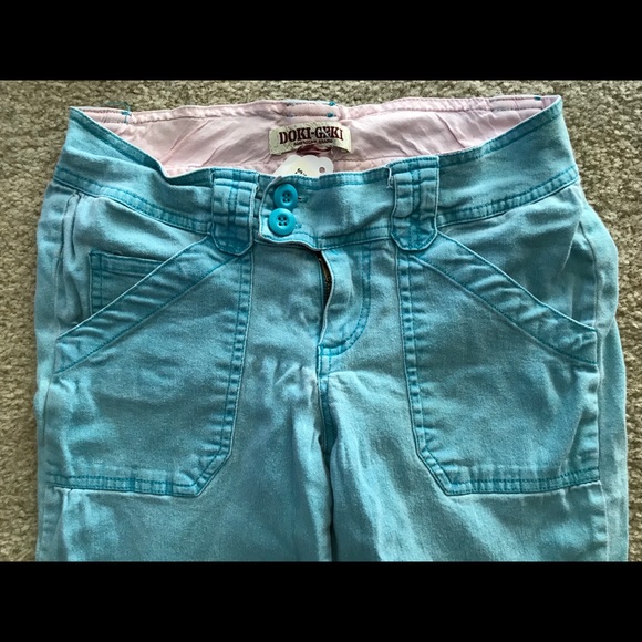 SALE!  DOKI-GEKI Turquoise Y2K Stretch Cropped CARGO S - Picture 4 of 4